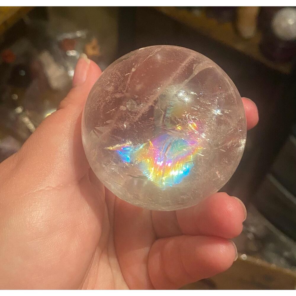 Rainbow Brazilian Clear Quartz Sphere 60 mm With Stand